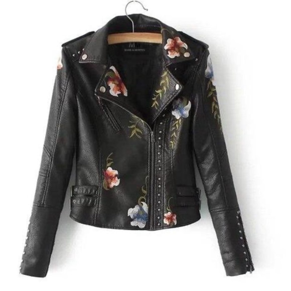 Jackets & Blazers - NWOT Unlabeled Floral Vegan Leather Jacket